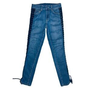 Carmar Skinny Jeans Stretch Blue Denim Lace Up Womens 27" Free Shipping!